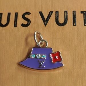 LV Purple Hat Charm Pendant with Red Flower